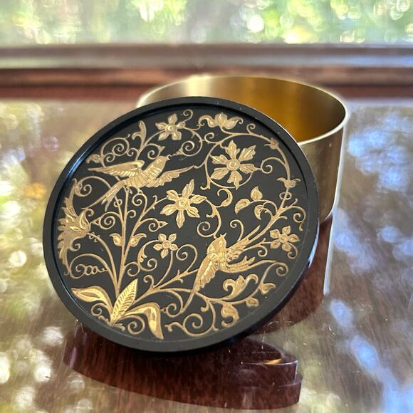 Vintage Oneida Brass Trinket Box with Velvet Lining, Floral Bird Lid – 2.5” Wide - Picture 9 of 15
